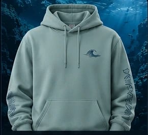 Minimal Wave Hoodie in Sea Glass