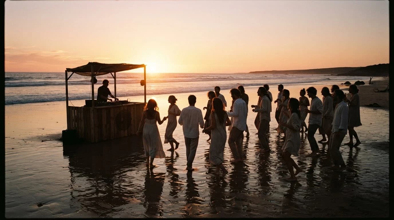 Festival sunset session by the water