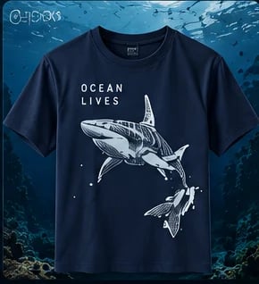 Ocean Lives Tee in Navy